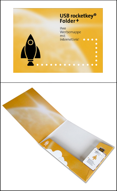 Abbildung: USB DIN A4 webkey-folder mit heraustrennbarer, herausnehmbarer USB-webkeykarte